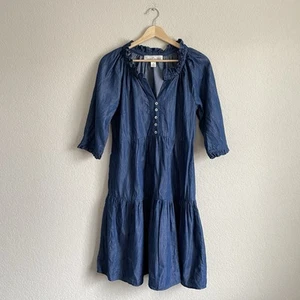 Sara Campbell Dress Extra Small Denim Tiered Summer 3/4 Sleeve Short Vacation - Picture 1 of 8