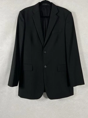 Express Jacket Mens 42L Black Sport Coat Wool Blend Blazer Striped - Image 1 of 4