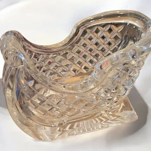 Schlitten 24% Bleikristall Glas SCHWER Urlaub Santa SÜSSIGKEITEN NUSSSCHALE Weihnachten SCHNEE - Bild 1 von 6