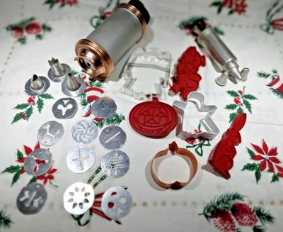 Lote Prensa Galletas Vintage Bote + Disco y Decorador Glaseado con Puntas + Galleta cu Foto 1 de 4