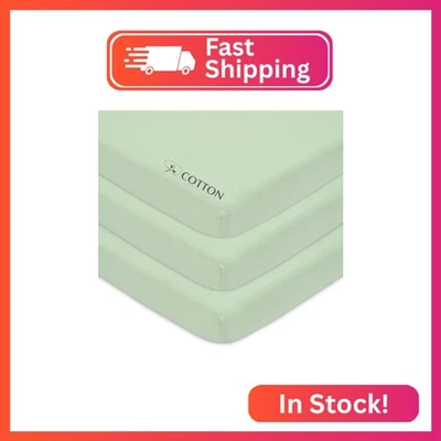 American Baby Company 3 Pack 100% Natural Cotton Fitted Mini Crib Sheets 38" x 2 - Image 1 of 2