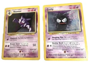 1999 Pokémon TCG Base Set Haunter 29/102 and Gastly 50/102 WOTC Protectors - Picture 1 of 9