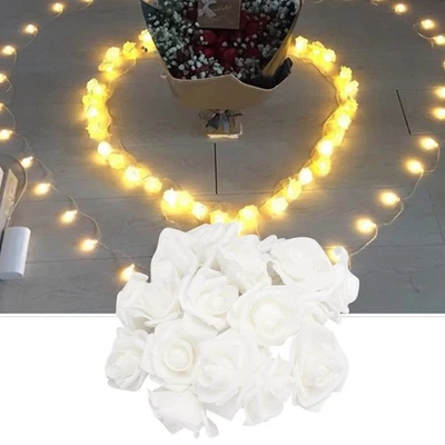 White 3 Meter 20LED USB Artificial Flower String Lights Rose Fairy Lights - Image 1 of 4