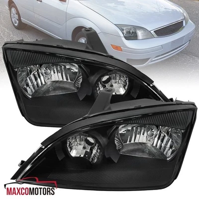 Black Headlights Fits 2005-2007 Ford Focus Lamps Replacement Left+Right 05-07 Foto 1 de 4