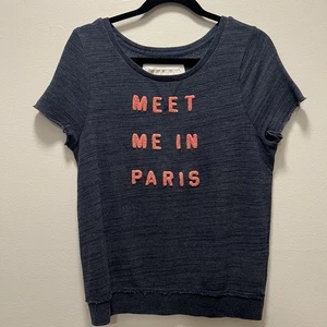 Camiseta para mujer Abercrombie & Fitch manga corta estampado abullonado gris S Meet Me In Paris - Imagen 1 de 11