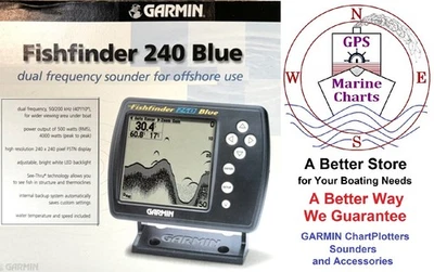 *NEW GARMIN Fishfinder 240 Blue BUNDLE KIT, NEW in BOX, Transducer, Speed, Cover - Image 1 of 4