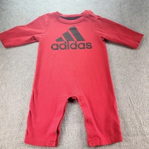 Adidas Infant Unisex One Piece Size Baby 6M Red Spellout Logo 100% Cotton - Picture 1 of 10