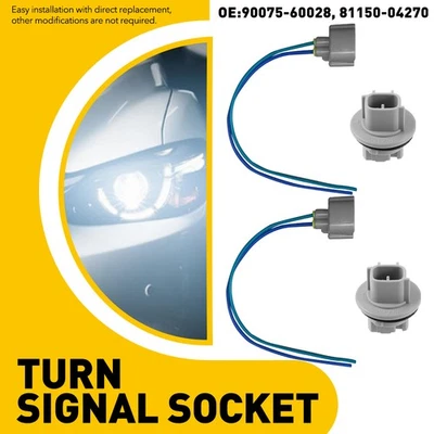 2Sets Turn Light Signal Bulb Socket Pigtail for 4Runner Toyota Prius 90075-60028 - Image 1 of 4