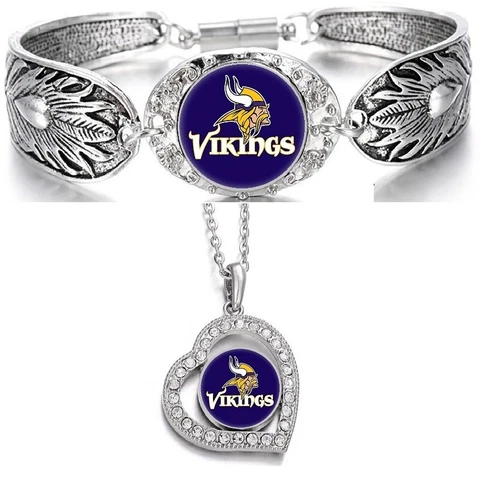 Minnesota Vikings Gift Womens 925 Sterling Silver Necklace Bracelet Set D3D19 Cover