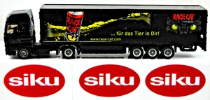 SIKU 1627 BLACK M.A.N. Truck & 3-Axle RACE CAT Energy DRINK PROMOTION Trailer - Picture 1 of 23