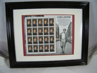 JAMES DEAN  LEGENDS OF HOLLYWOOD  FRAMED 20 STAMP SHEET 32 CENT 1996 12 X 15 - Image 1 of 4