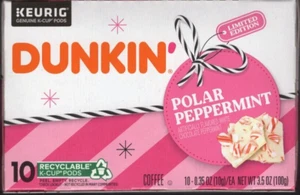 Keurig Dunkin' Polar White Chocolate Peppermint Flavored Coffee (10 K-Cup Pods) - Picture 1 of 3