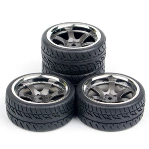 4pcs HPI RC 1:10 On Road Car Rubber Tires Wheel PP0038+PP0150 12mm Hex F/Racing - Picture 1 of 7