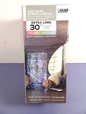 Feit Electric 30ft LED FAIRY STRING LIGHTS 100 Red/Blue/Green Remote USB Battery - Image 1 of 3