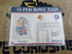 Super Bowl XXIV SAN FRANCISCO 49ers vs DENVER BRONCOS 4" Patch JOE MONTANA MVP - Picture 1 of 2