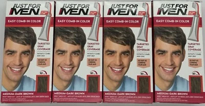 4PK Just For Men Easy Comb-In Color ~ Medium-Dark Brown ~1.2 OZ EACH ~ FASTSHIP - Image 1 of 2