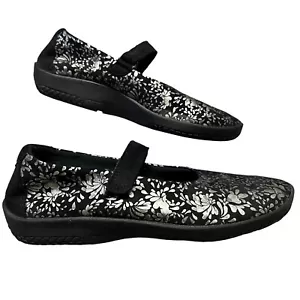 Arcopedico L45 flache Schuhe schwarz Barbara silber Blumenmuster Mary Jane Damen 42 US 10 - Bild 1 von 16