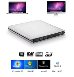 Slim External USB3.0 Blu-Ray Burner Reader DVD Drive Writer Plug Play Laptop PC - Picture 1 of 7