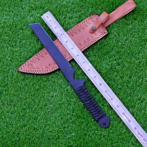 14'' Ninja Sword Hunting Knife - Carbon Steel Blade W/ Leather Sheath EDC 2792 - Picture 1 of 3