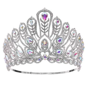 11cm Tall Crystal Beauty Pageant Contest Queen Adjustable Tiara Crown For Women - Picture 1 of 9