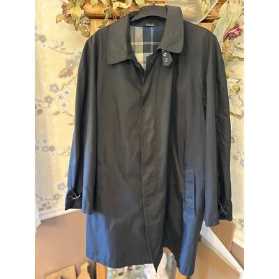 Abrigo de lluvia UTEX para hombre gabardina forrada a cuadros negro con botones talla 42 Foto 1 de 4