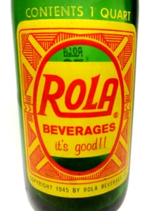vintage ACL Soda POP Bottle: green ROLA GRAPEFRUIT  of ERIE, PA  - 32 oz ACL - Imagen 1 de 3