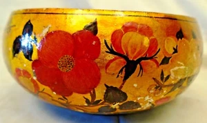 Kashmir Art Laquer and Brass Bowl Vintage 70s-80s Handmade Rara Collectible old - Picture 1 of 6