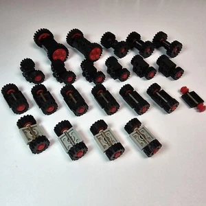 Official Vintage Lego Red Wheel Bundle - Track Train Bar Black Grey Space UFO - Picture 1 of 13