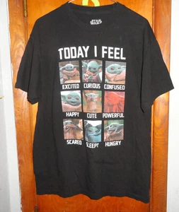 Camiseta negra unisex grande Star Wars The Mandalorian Grogu "TODAY I FEEL" - Imagen 1 de 4