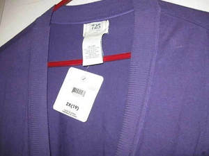 NEW junior 19 Purple Button Front SWEATER jr 2x lightweight short sleeve Knit - Picture 1 of 5