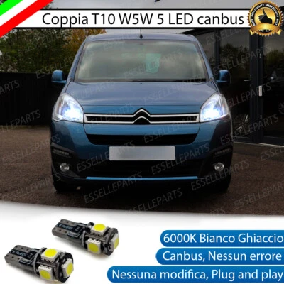 COPPIA LUCI DI POSIZIONE LED CITROEN Berlingo MK2 T10 W5W CANBUS NO AVARIA LUCI - Immagine 1 di 4