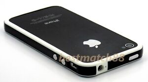 pour iPhone 4 4S pare-chocs noir et blanc coque silicone dur / lire