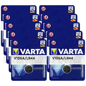 10 x Varta V13GA LR44 batteries Alkaline 1.5V A76 L1154 AG13 SR44 Coin Cell - Picture 1 of 1