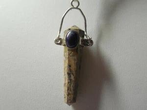 LT Brown Leopard Jasper & Blue Lapis Gemstone Pendant Black Cord Necklace 28" - Bild 1 von 3