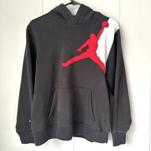 Air Jordan Youth Hooded Sweatshirt Black Red White NBA Basketball Hoodie XL - Picture 1 of 11
