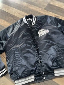 Vintage 80s/90s Los Angeles Raiders Satin Jacket by Chalk Line Black size Large - Picture 1 of 8