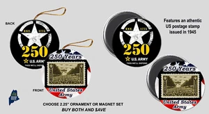 US ARMY 250TH ANNIVERSARY Ornament / Magnets - Military Gift Base Veteran Store - Picture 1 of 1