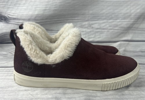 Timberland Skyla Bay slip on donna 8M rosso bordeaux scamosciato pelliccia sintetica