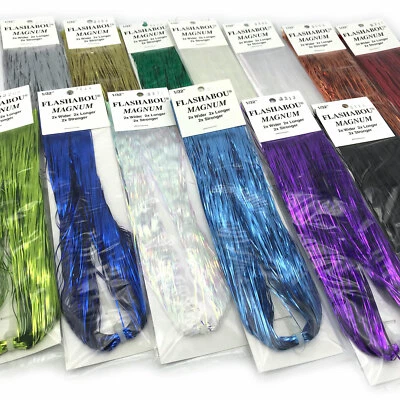 FLASHABOU MAGNUM - Fly Tying Saltwater Flash Material Musky Bucktail 13 Colors! - Image 1 of 2