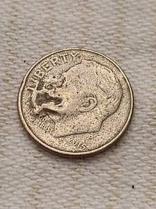 2015 P Roosevelt Dime Struck Through Grease Halloween ERROR Scary AF!  - Picture 1 of 9