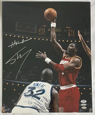 Hakeem Olajuwon & Shaquille O'Neal Signed 16x20 Photo PSA COA Magic Rockets - Image 1 of 3