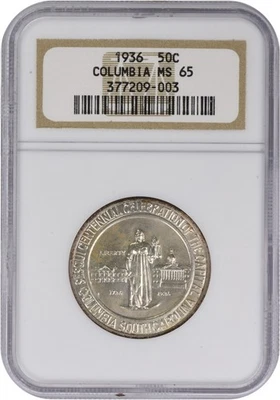 Columbia Commemorative Silver Half Dollar 1936 MS65 NGC - Image 1 of 2
