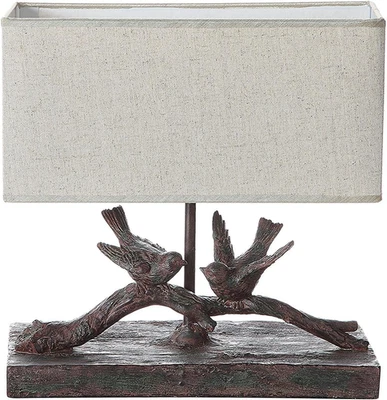Rustic Bird Lamp with Rectangle Shade - Image 1 of 4