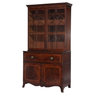 Antique Federal Flame Mahogany Secretary Unsigned 19thC - Image 1 of 4