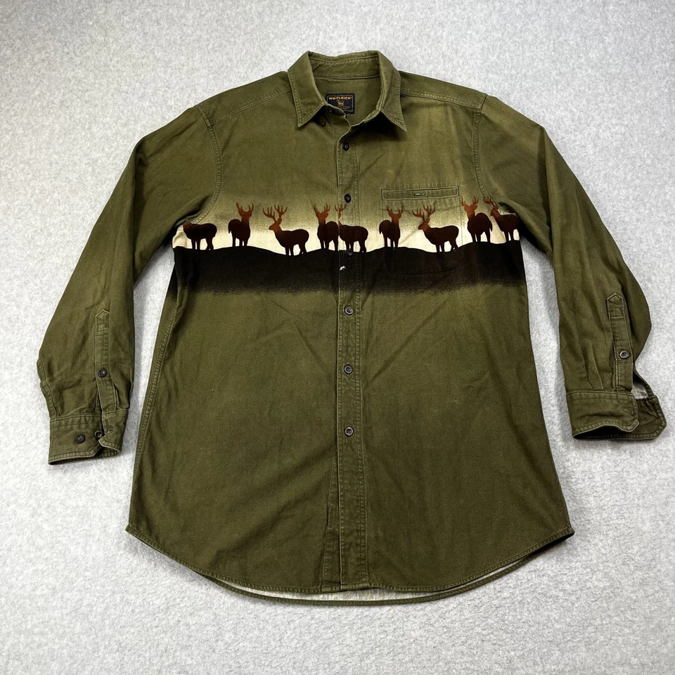 Vintage Woolrich Shirt Mens Large Deer Print Flannel Fleece Hunting Outdoors - Image 1 of 4