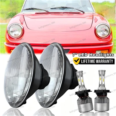 Pair 7" Inch Round LED Headlights For Alfa Romeo Spider 1988-1994 Plymouth - Image 1 of 4