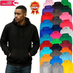 Plain Adults Kids Hoodie Hooded Sweatshirt Mens Womens Boys Girls - Picture 1 of 7