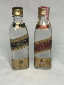 Vintage Johnnie Walker Mini Bottles Lot Black Label & Red Label 50ml Empty 1960s - Picture 1 of 18