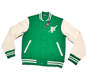 Chaqueta Polo Ralph Lauren Para Hombre P Polar Universitario Letterman Verde Talla Pequeña - Imagen 1 de 10