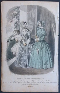 Gravure Mode Magasin des Demoiselles Signée Anaïs Toudouze Mai 1850 - Picture 1 of 2